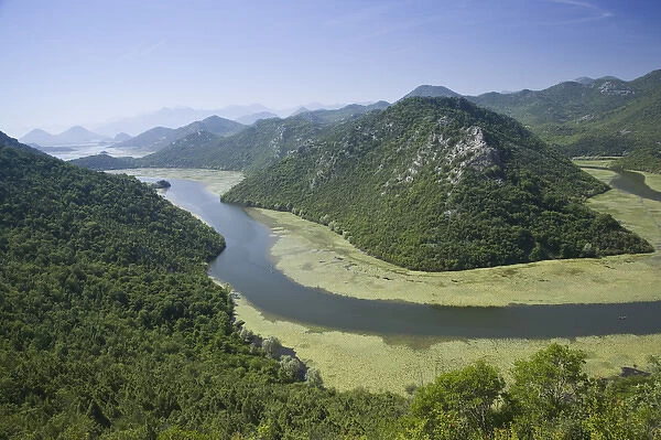MONTENEGRO, Rijeka Crnojevica. View of the Crnojevica River Delta near Lake Skadar