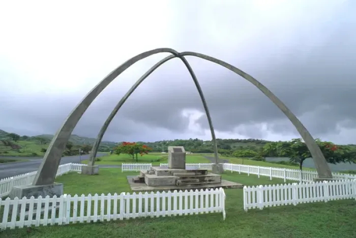 Framed Print : Monument for 1980s war that USA rescued Grenada from invasion in Caribbean Framed Print : Monument for 1980s war that USA rescued Grenada from invasion in Caribbean
