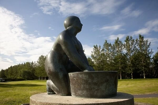 Monument dedicated to washer woman in downtown Reykjavik, Iceland park