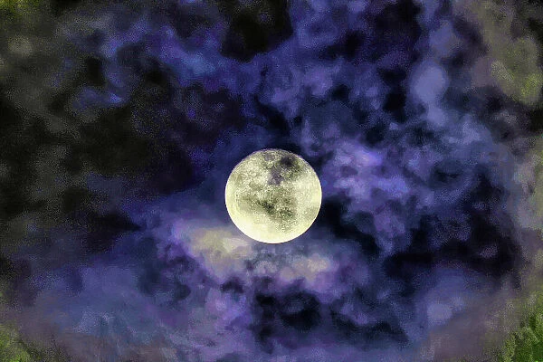 Full moon over Bali, Indonesia, Southeast Asia