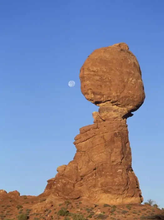 Framed Print : Full moon descending above Balancing Rock in Arches National Park, Utah Framed Print : Full moon descending above Balancing Rock in Arches National Park, Utah