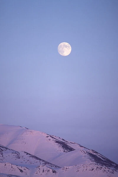 full moon over Gates of the Arctic National Park, Brooks Range, North Slope, Alaska