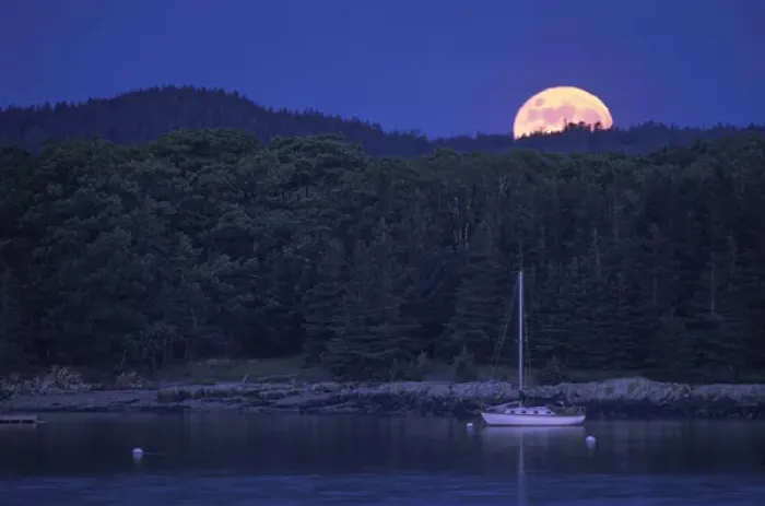 Framed Print : Moonrise Over Castine Harbor and Brooksville, Castine, Maine, US Framed Print : Moonrise Over Castine Harbor and Brooksville, Castine, Maine, US