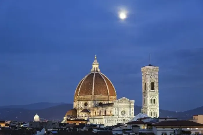 Framed Print : Moonrise and Florence Cathedral, Basilica di Santa Maria del Fiore at dusk, Florence Framed Print : Moonrise and Florence Cathedral, Basilica di Santa Maria del Fiore at dusk, Florence