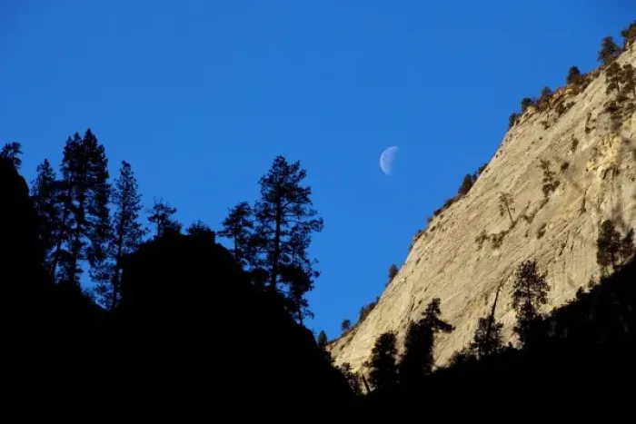 Framed Print : Moonset in Zion Canyon in Zion National Park in Utah