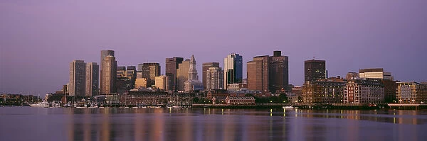 Morning light on the Boston skyline across the Inner Harbor from East Boston, Boston