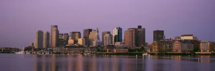 Framed Print : Morning light on the Boston skyline across the Inner Harbor from East Boston, Boston Framed Print : Morning light on the Boston skyline across the Inner Harbor from East Boston, Boston
