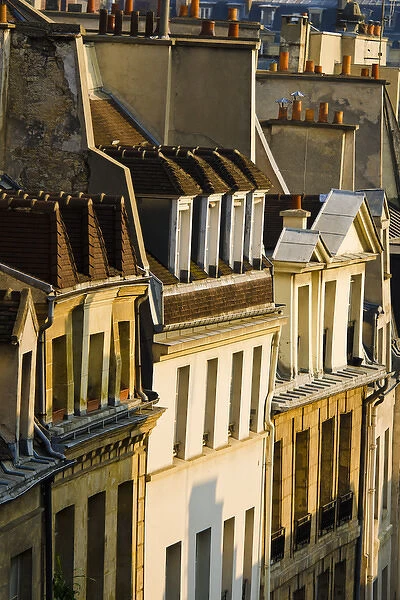 Morning light on houses in the Latin Quarter, Paris, France