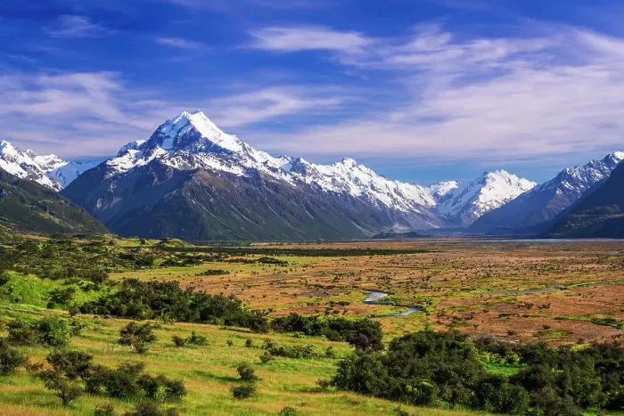Framed Print : Morning light on Mount Cook, Aoraki Mount Cook National Park, South Island, New Zealand