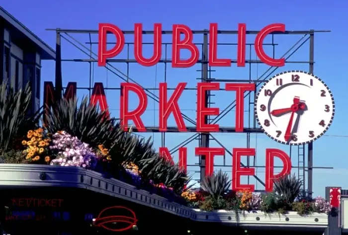 Framed Print : Morning at Seattles famed Pike Place Public Market