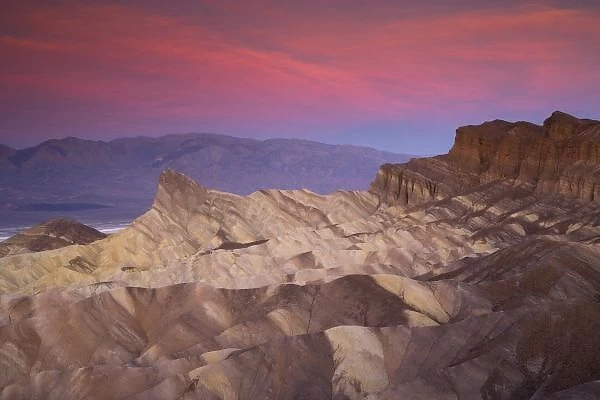 Mornings first light on Zabriskie Point and Death Valley Below. Death Valley N. P