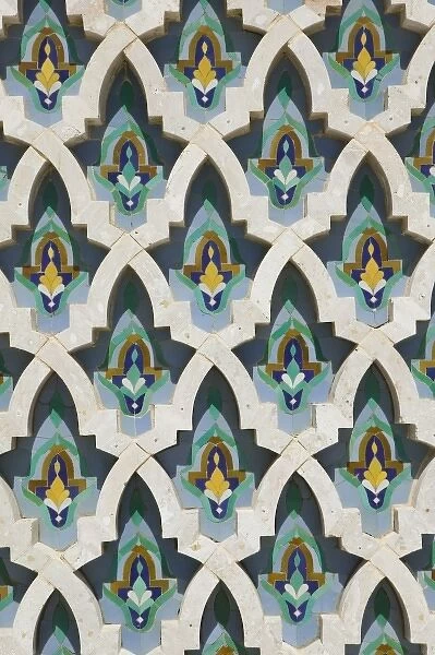 MOROCCO, Atlantic Coast, CASABLANCA: Hassan II Mosque, Tile Detail