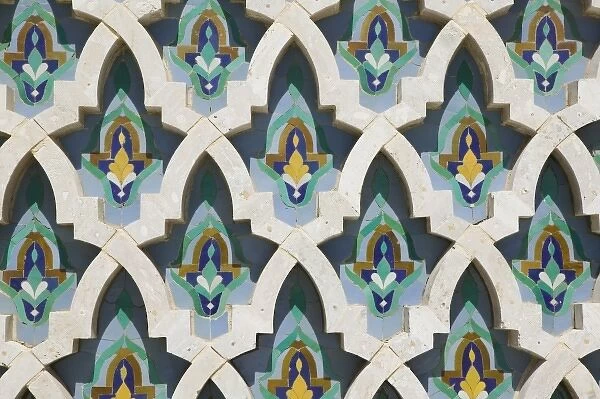 MOROCCO, Atlantic Coast, CASABLANCA: Hassan II Mosque, Tile Detail