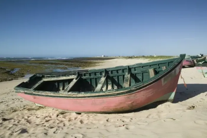 Framed Print : MOROCCO, Atlantic Coast, EL, JADIDA (Area): Fishing Boats MOULAY, ABDALLAH Village