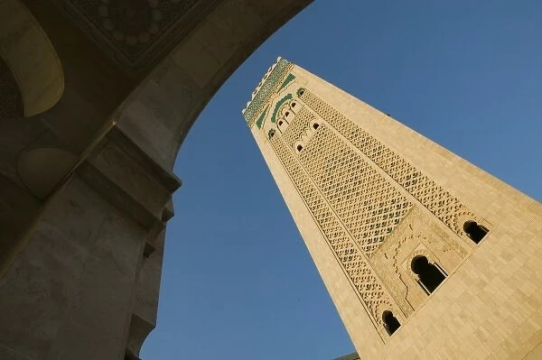 MOROCCO, Casablanca: Hassan II Mosque (b. 1993), Exterior  /  Sunset Holds 25, 000 Worshipers