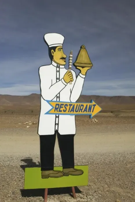 Framed Print : MOROCCO, Draa Valley, AGDZ: Moroccan Chef restaurant Sign Framed Print : MOROCCO, Draa Valley, AGDZ: Moroccan Chef restaurant Sign