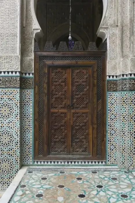 Framed Print : MOROCCO, Fes: Fes El, Bali (Old Fes), Madersa Bou Inania (b. 1357) Islamic College Doorway