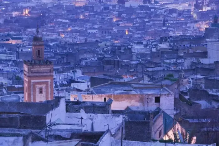 Framed Print : MOROCCO, Fes: Fes El, Bali (Old Fes), Town View from the Riad Fes Hotel / Evening Framed Print : MOROCCO, Fes: Fes El, Bali (Old Fes), Town View from the Riad Fes Hotel / Evening