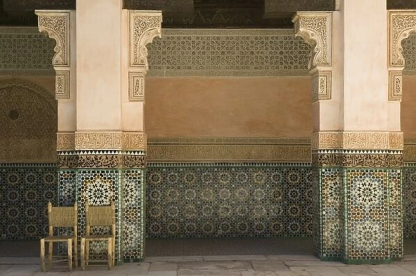 MOROCCO, MARRAKECH: Ali Ben Youssef Madersa Theological College (b. 1565) Courtyard Detail