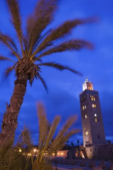 Framed Print : MOROCCO, MARRAKECH: Koutoubia Mosque (b. 1199) evening