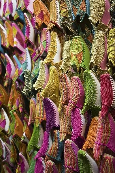 MOROCCO, MARRAKECH: The Souqs of Marrakech (Markets) Babouches (Slippers)