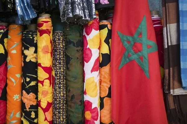 MOROCCO, MARRAKECH: The Souqs of Marrakech (Markets) Moroccan Flag