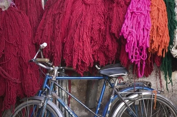 MOROCCO, MARRAKECH: The Souqs of Marrakech (Markets) Dyed Yarn