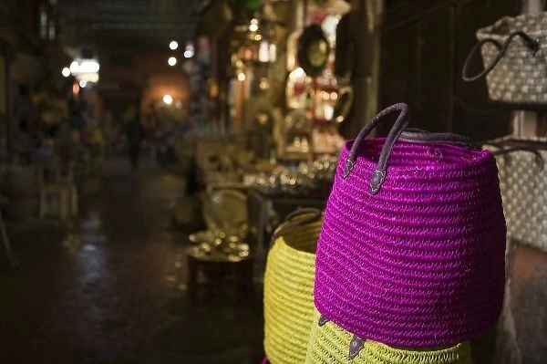 MOROCCO, MARRAKECH: The Souqs of Marrakech (Markets) Woven Bags