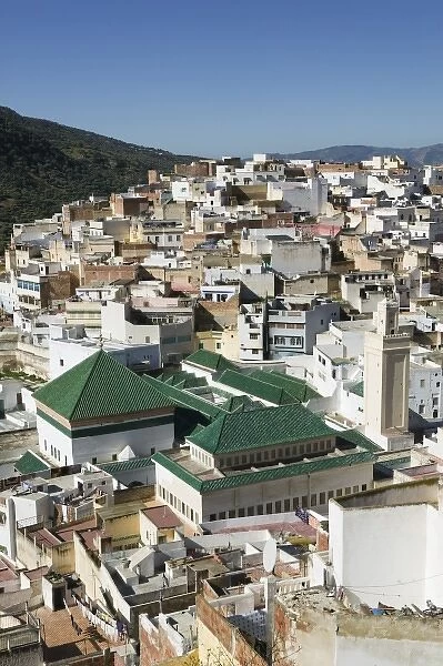 MOROCCO, Moulay, Idriss: Town View & the Mausoleum of Moulay Idriss, Saint and founder