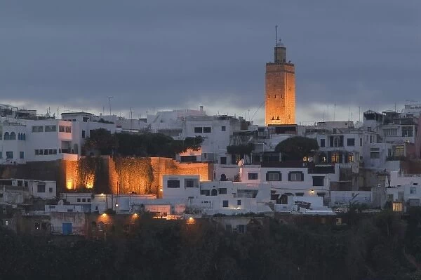 MOROCCO, Rabat: Kasbah des Oudaias, Evening view from Oued Bou Regreg River