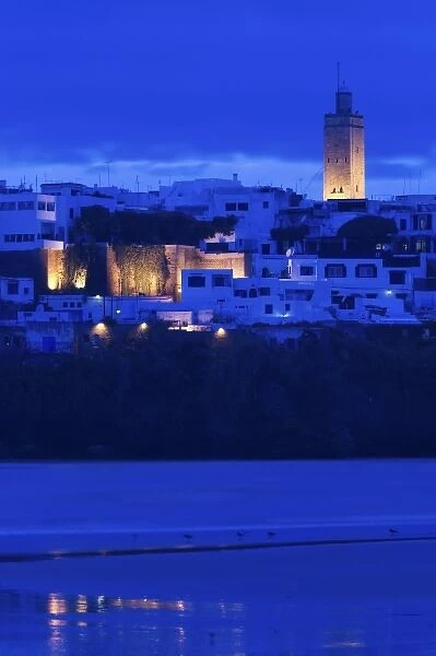 MOROCCO, Rabat: Kasbah des Oudaias, Evening view from Oued Bou Regreg River