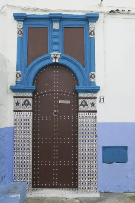Framed Print : MOROCCO, Rabat: Kasbah des Oudaias, Doorway Detail