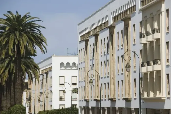 Framed Print : MOROCCO, Rabat: Rabat Ville Nouvelle / New Town, View along Avenue Mohammed V Framed Print : MOROCCO, Rabat: Rabat Ville Nouvelle / New Town, View along Avenue Mohammed V