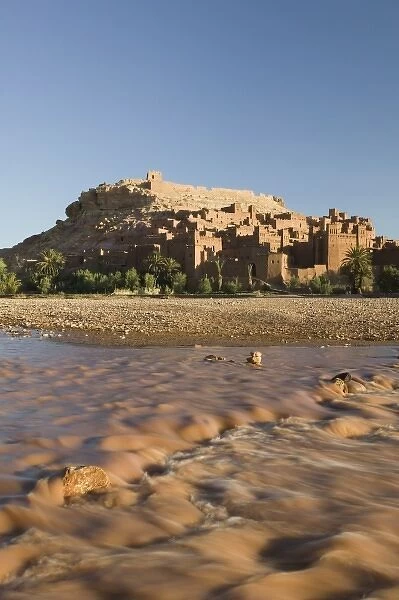 MOROCCO, South of the High Atlas, AIT BENHADDOU: Morning Light on the Kasbah  /  Site of film shoots