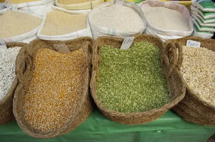 Framed Print : Morocco, Tetouan. Historic medina bazaar. Assorted dried grain, corn, beans & peas in baskets Framed Print : Morocco, Tetouan. Historic medina bazaar. Assorted dried grain, corn, beans & peas in baskets