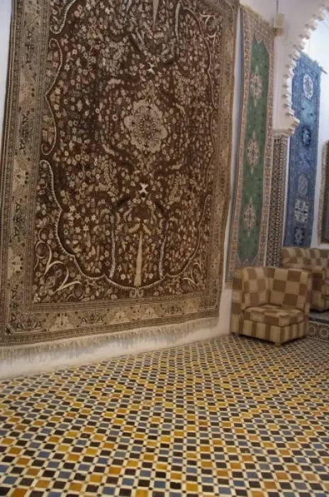 Framed Print : Morocco, Tetouan. Historic medina bazaar. Traditional Moroccan carpet showroom Framed Print : Morocco, Tetouan. Historic medina bazaar. Traditional Moroccan carpet showroom