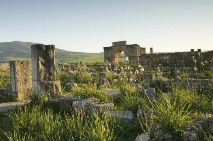 Framed Print : MOROCCO, Volubilis: Roman Town mostly dating to 2nd & 3rd c. AD  /  Abandoned by Romans