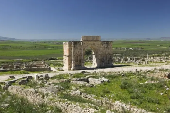 Framed Print : MOROCCO, Volubilis: Roman Town mostly dating to 2nd & 3rd c. AD  /  Abandoned by Romans