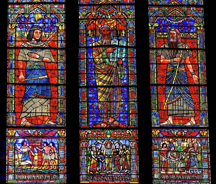 Framed Print : Moses, Joseph, Old Testament stained glass, Washington National Cathedral, Washington DC. Construction started 1907. (Editorial Use Only) Framed Print : Moses, Joseph, Old Testament stained glass, Washington National Cathedral, Washington DC. Construction started 1907. (Editorial Use Only)