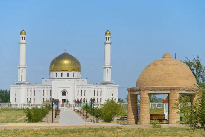 Framed Print : Mosque near Arystan Bab Mausoleum, near Kogam, Kazakhstan