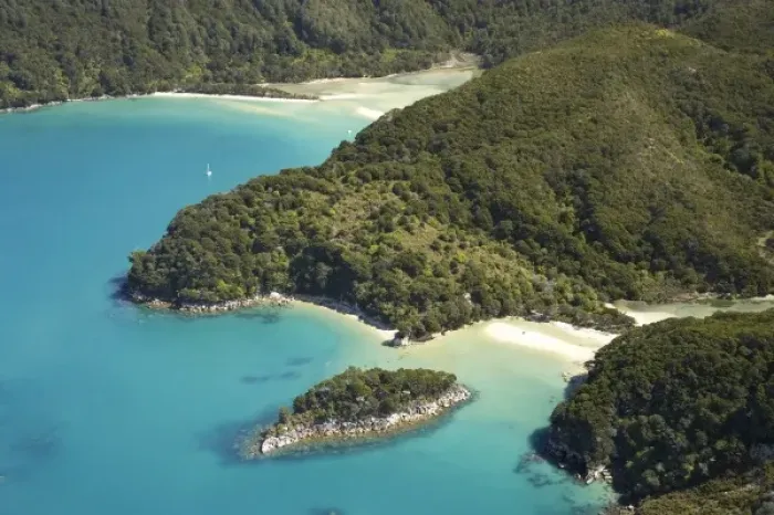 Framed Print : Mosquito Bay (bottom right) and Bark Bay (top left), Abel Tasman National Park, Nelson Region Framed Print : Mosquito Bay (bottom right) and Bark Bay (top left), Abel Tasman National Park, Nelson Region