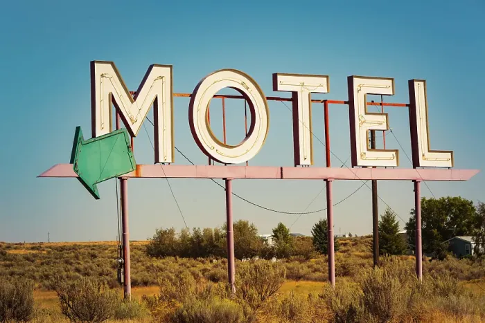 Framed Print : Motel sign of former motel, Coulee, Washington State, USA Framed Print : Motel sign of former motel, Coulee, Washington State, USA