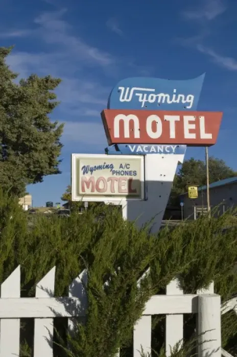 Framed Print : Motel sign, Wyoming, USA Framed Print : Motel sign, Wyoming, USA