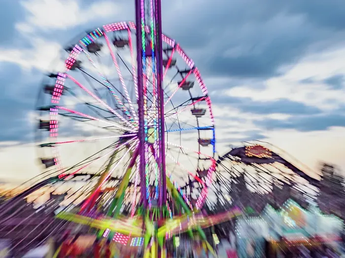 Framed Print : Motion blur of rides at Washington State Fair at Puyallup Framed Print : Motion blur of rides at Washington State Fair at Puyallup