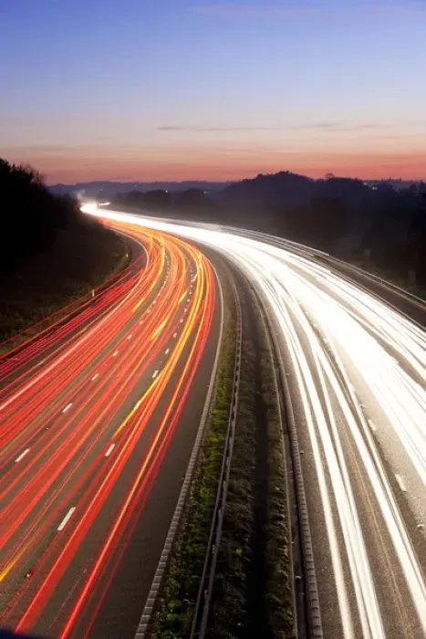 Framed Print : Motorway at dusk, Gloucestershire, UK