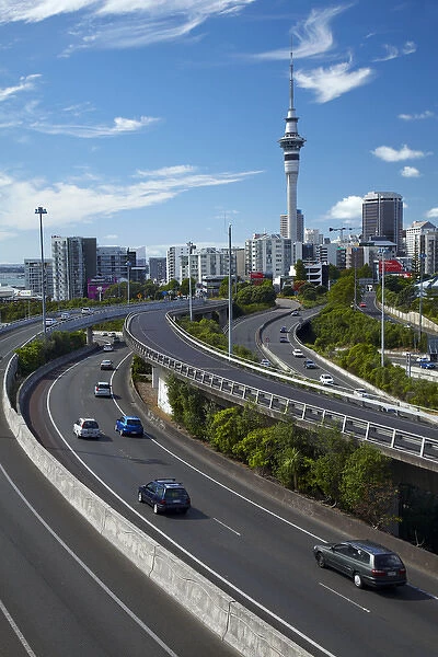 Motorways and Skytower, Auckland, North Island, New Zealand