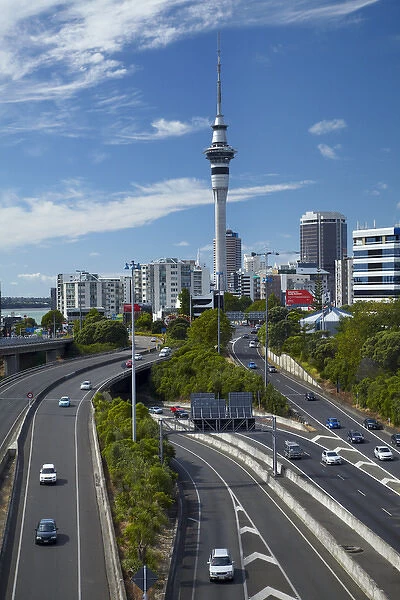 Motorways and Skytower, Auckland, North Island, New Zealand