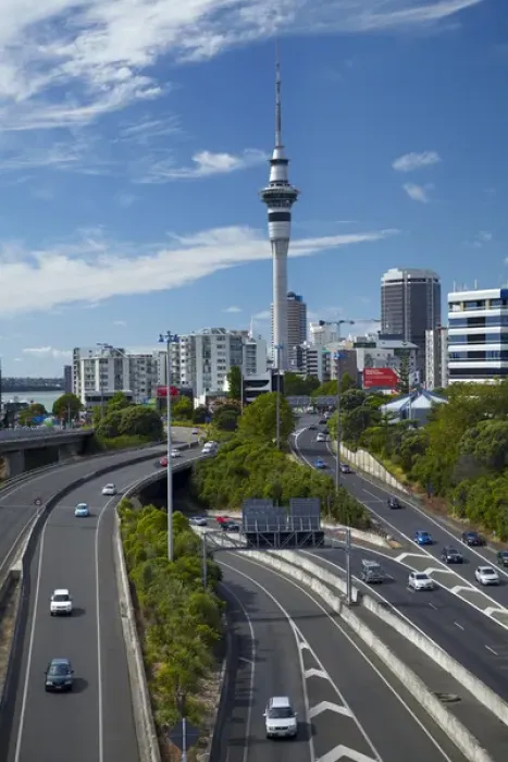 Framed Print : Motorways and Skytower, Auckland, North Island, New Zealand Framed Print : Motorways and Skytower, Auckland, North Island, New Zealand