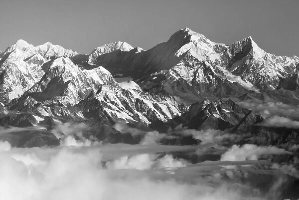 Mount Everest (8848m) in the Himalayas above the clouds, Nepal