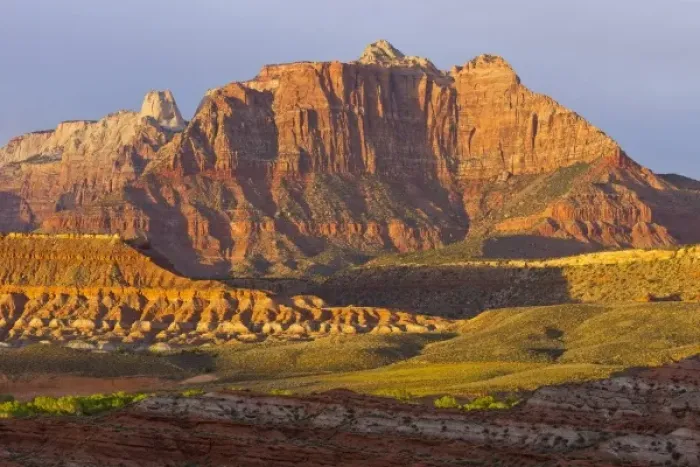Framed Print : Mount Kinesava bathed in sunset light at Zion National Park, Utah, USA Framed Print : Mount Kinesava bathed in sunset light at Zion National Park, Utah, USA
